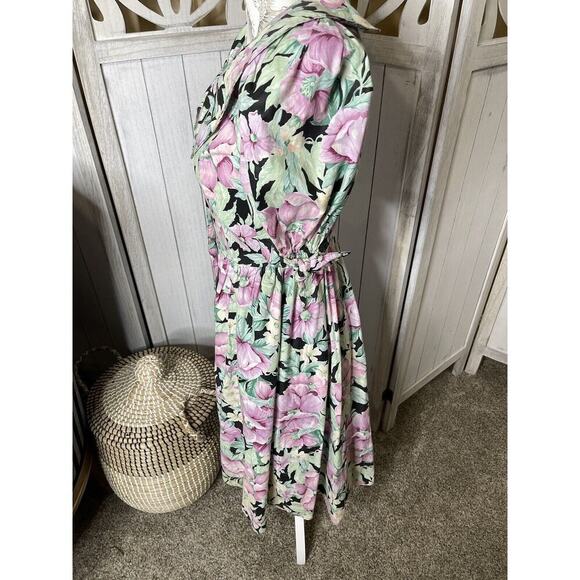 Vintage Floral Dress Midi Dress 80s 90s Flowers Cottagecore Button Down Small - Picture 3 of 7